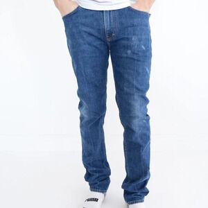 Acne Studio Bla Konst Designer Distressed Dark Skinny Straight Leg Jeans 33x32